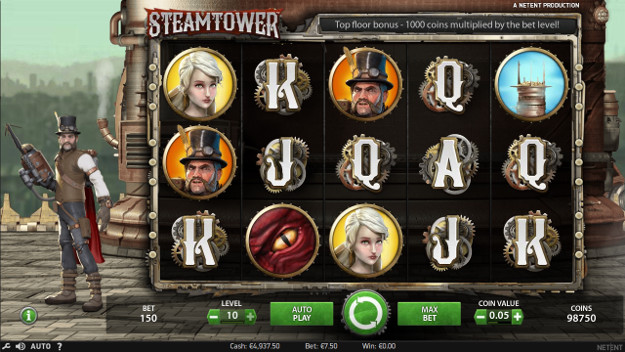 Игровой автомат Steam Tower — играть в Вулкан Делюкс казино в аппараты NetEnt